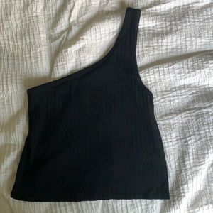 American Eagle One Shoulder Tank Top Black Size L